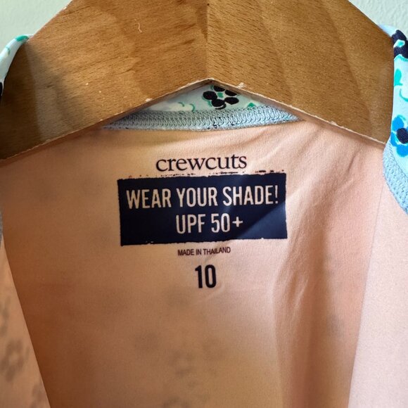 JCREW CREW CUTS SIZE 10 LONG SLEEVE RASH GAURD ONE PIECE SWIMSUIT BLUE FLORAL - Picture 5 of 12